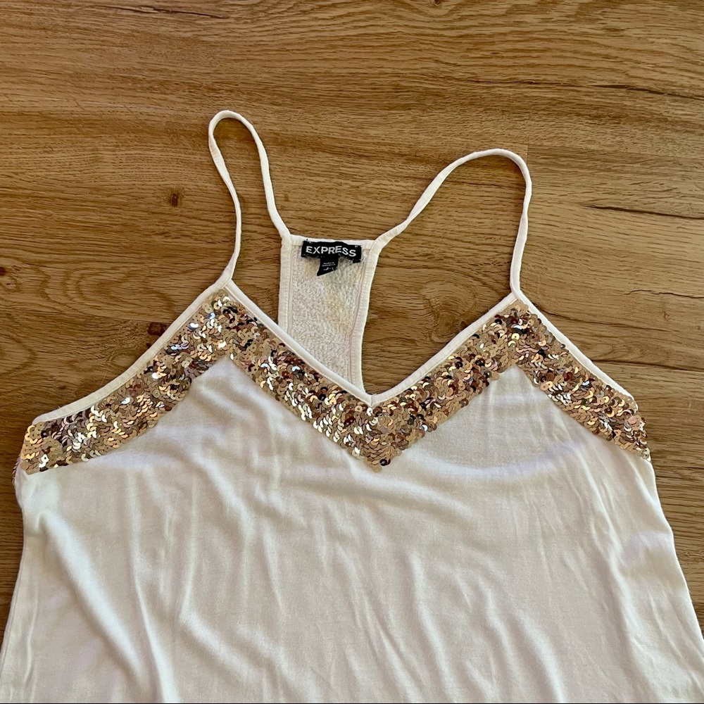 Express Babydoll Racerback Sequins Tank - Picture 2 of 6